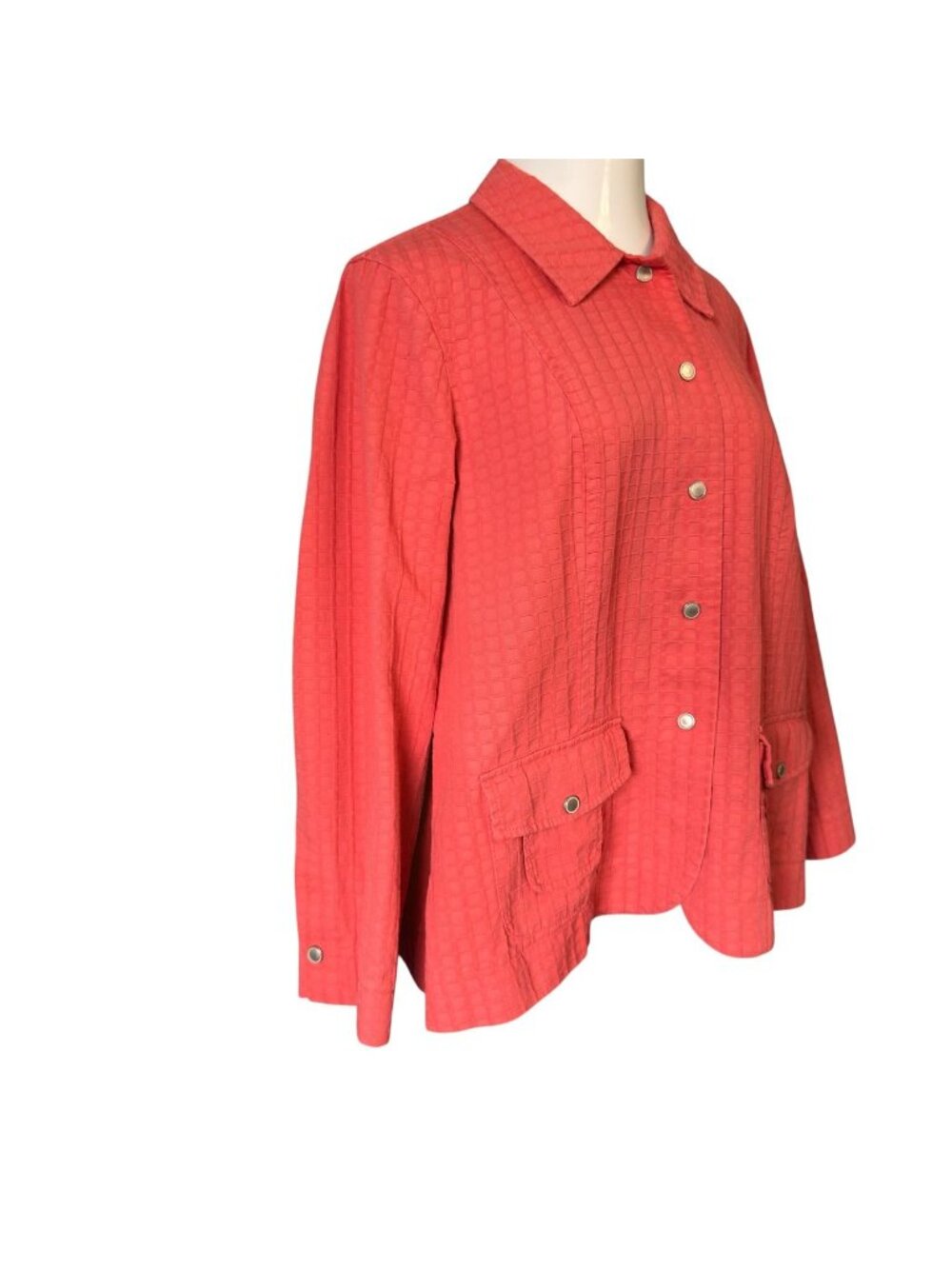 Coldwater Creek Womens 20 Jacket Orange Textured Cotton Pockets Snaps Spring - Picture 4 of 16
